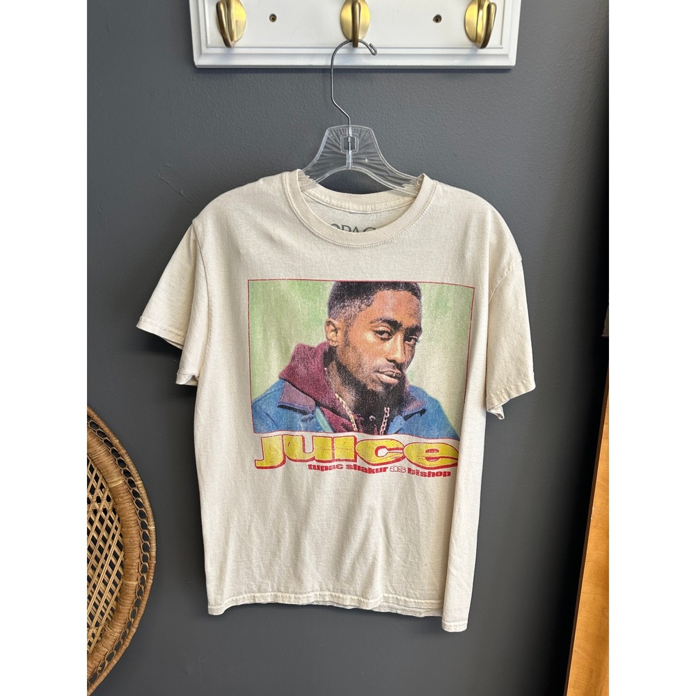 2Pac Tupac Shakur Juice Movie Graphic Tee Cream Shirt Medium Bishop Rap T-Shirt